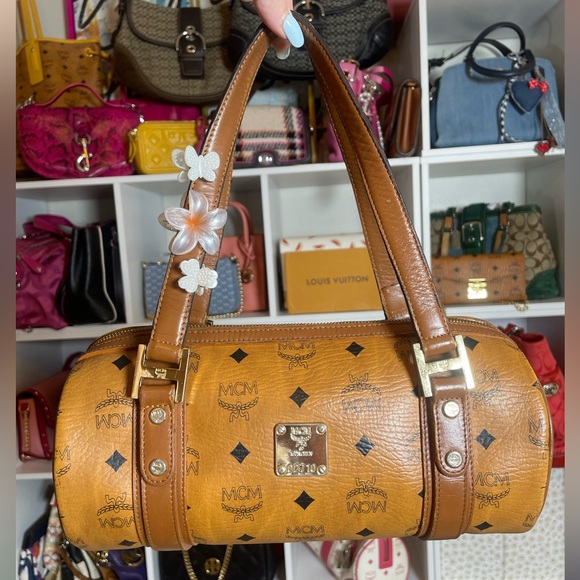 MCM Visetos Cognac Monogram Papillon Satchel - Picture 3 of 17